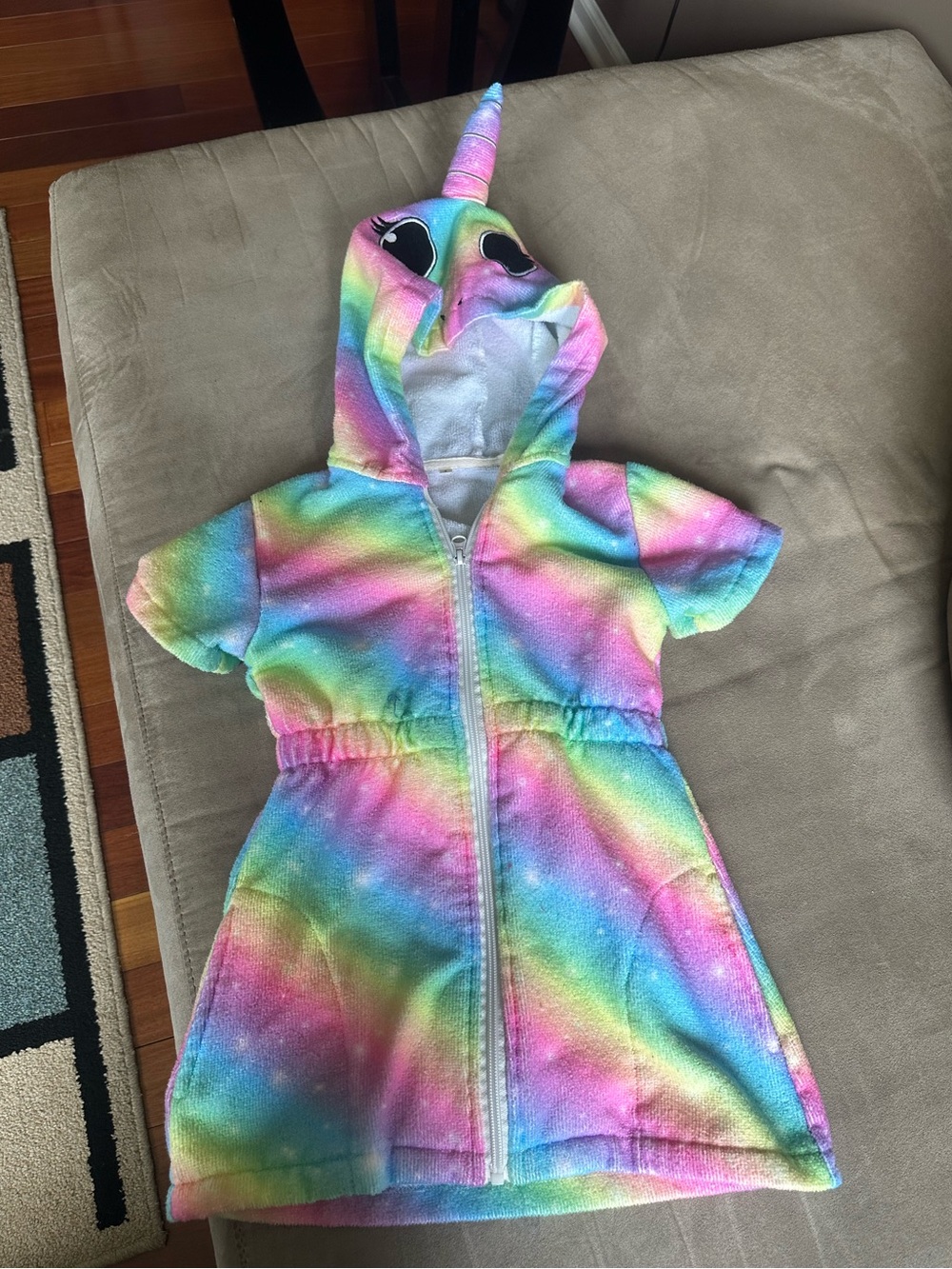 Girls Rainbow Unicorn Hooded Coverup